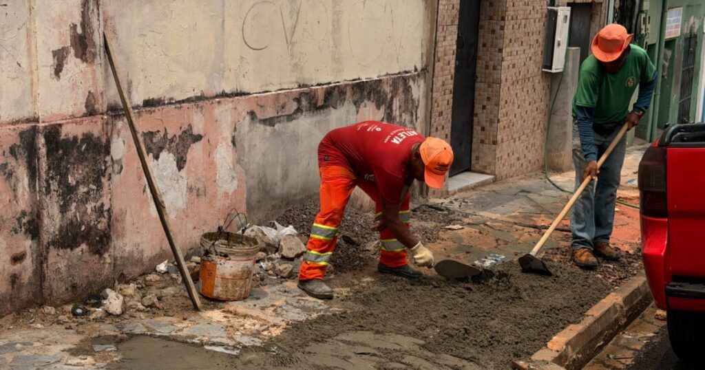 Intervenção no centro histórico combina drenagem e recuperação de passeio na Lima Bacuri