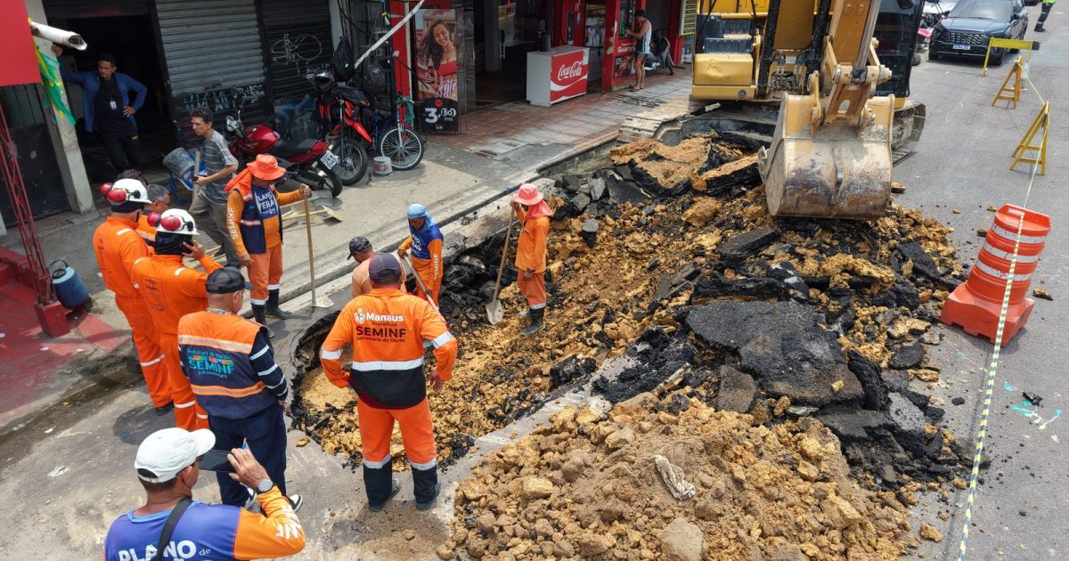 Pedido de moradores antecede recuperação de galeria na avenida Dom Pedro, em Manaus